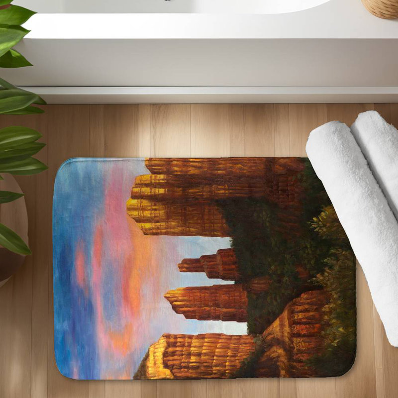 Cathedral rock in arizona Bath Mat with Non-Slip Backing - Quick Dry Memory Foam Bathroom Rug - Absorbent - Modern Plush Spa-Style - Machine Washable