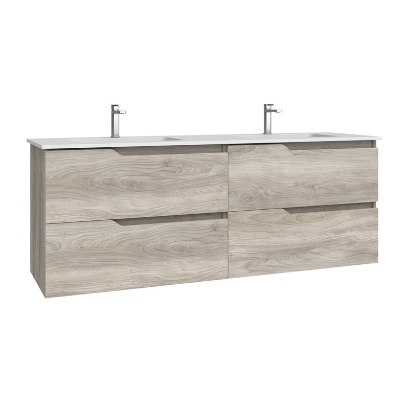 Menta C160D 63.0" Wall Mounted Bathroom Vanity, Gray Pine, 63"