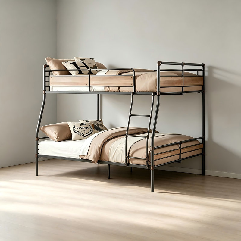 Lit superposé en métal Full-XL avec panneaux de bois