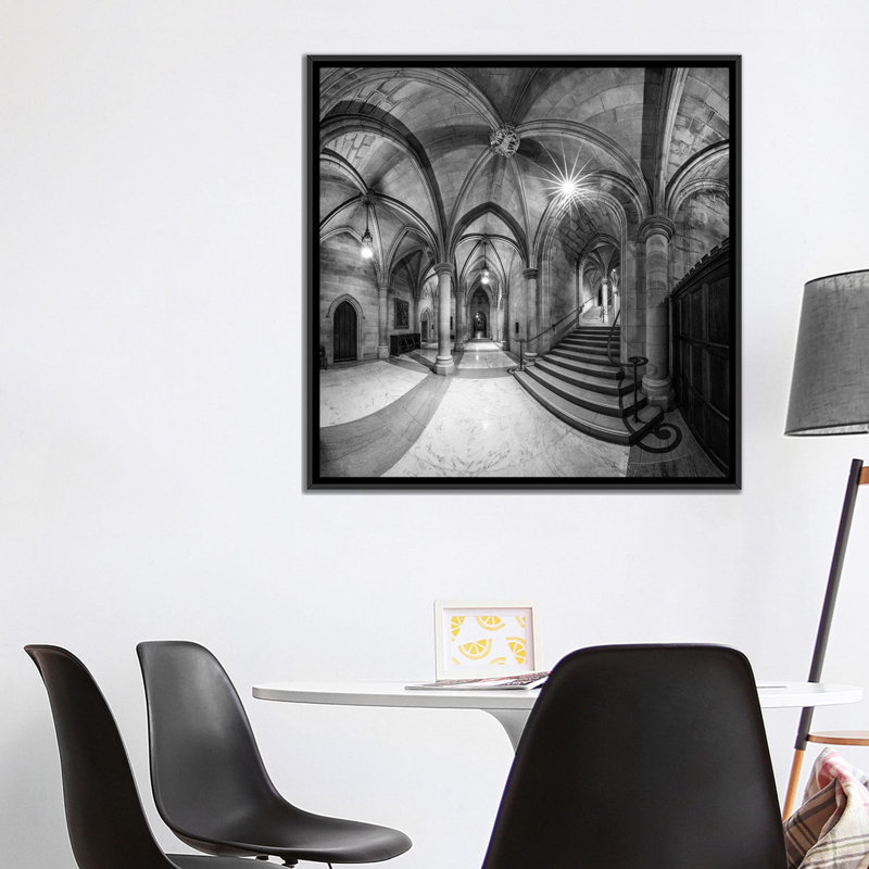 « undercroft », impression sur toile, H 18 po x l 18 po x P 1,5 po, Toile avec cadre noir, Pas de tapis