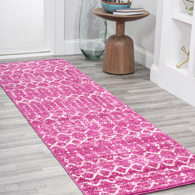 Tapis marocain Kateshia HYPE Boho Vintage Diamond Fuchsia / Ivory