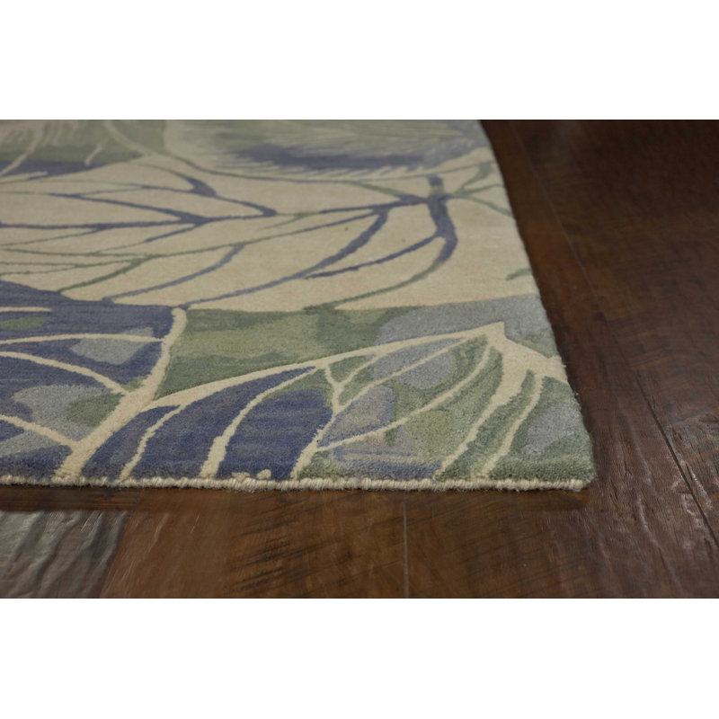 Tapis en laine bleu ou vert, Rectangle 7 pi 9 po x 9 pi 6 po