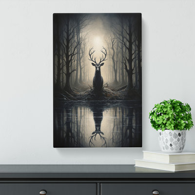 Stag In A Forest Gothic - Wrapped Canvas