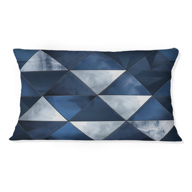 Coussin lombaire bleu et blanc Triangles IV