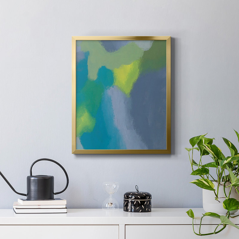 «Lost in Memories III», toile encadrée de qualité supérieure - prête à être accrochée, H 24 po x l 20 po, Or