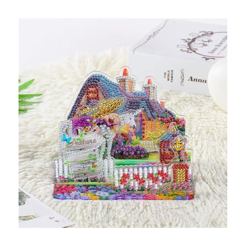 Ancier  3D DIY Unicorn House Diamond Painting Kit Crystal Rhinestone Tabletop Stand