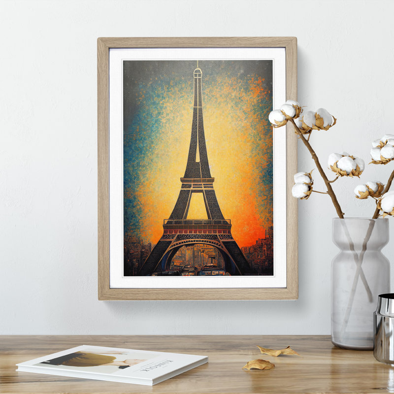 The Amazing Eiffel Tower 1 Piece Single Picture Frame Painting, 34cm H x 25cm W x 2cm D, Oak Framed