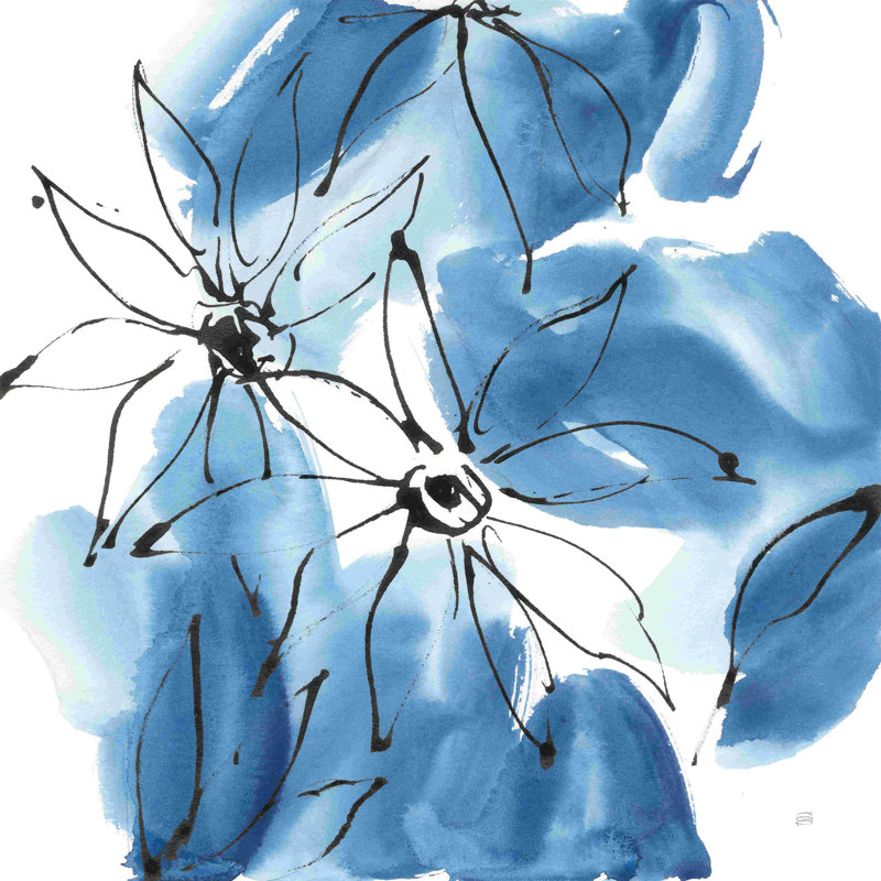 Indigo Neutrals II par Chris Paschke - Peinture, H 20 po x l 20 po, Non, Toile argentée avec cadre flottant