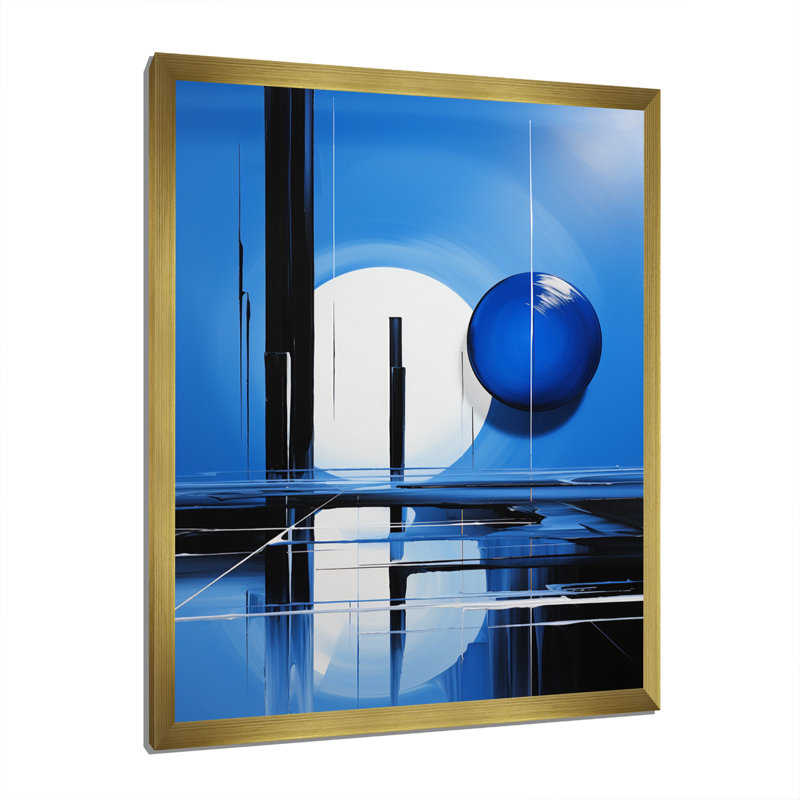 Pont Leother bleu, paysage moderne I - impression, H 32 po x l 16 po x P 1 po, Cadre photo doré