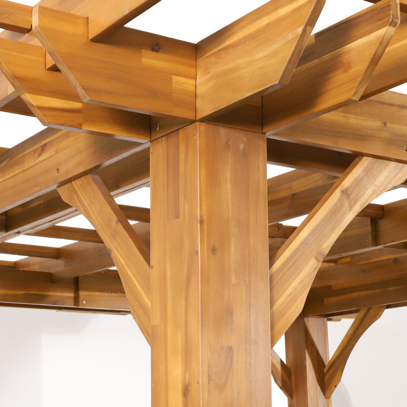 Teak Acacia Wood 10' x 10' Outdoor Pergola
