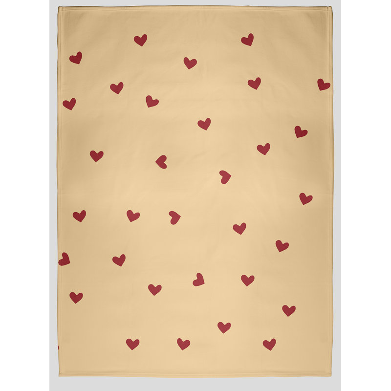Jeté Little Hearts, L 50 po x L 60 po, Buddah - rouge