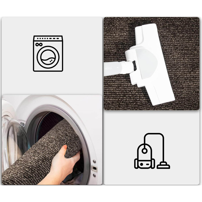 Indoor Door Mat 60 Cm, Machine Washable, Non-Slip Inside Rug For Hallway, Entryway, Kitchen, Brown, Runner 60 x 150cm 