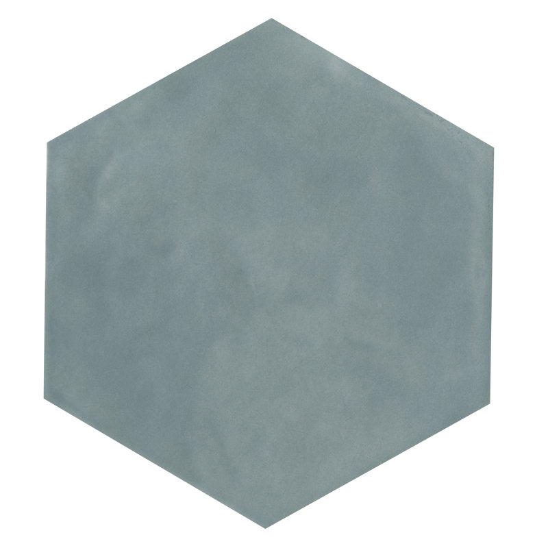 Maiolica Hexagon 7" x 8" Flat Ceramic Tile, Aqua