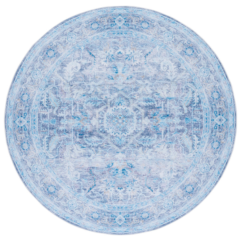 Tapis oriental mauve / bleu Ahlyvia, Rond 6 pi