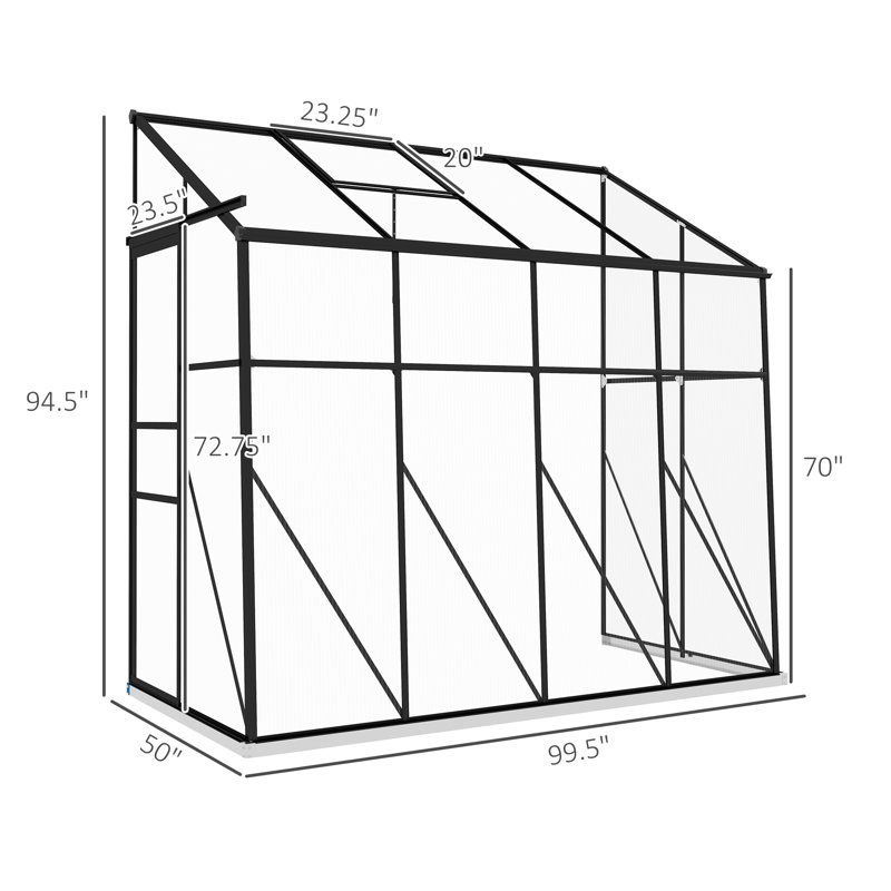 50' D Lean-To Greenhouse, 75.5" x 50"