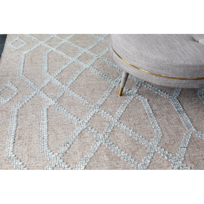 Cable Geometric Handwoven Blue Indoor / Outdoor Use Area Rug, Driftwood, Rectangle 5' x 8'