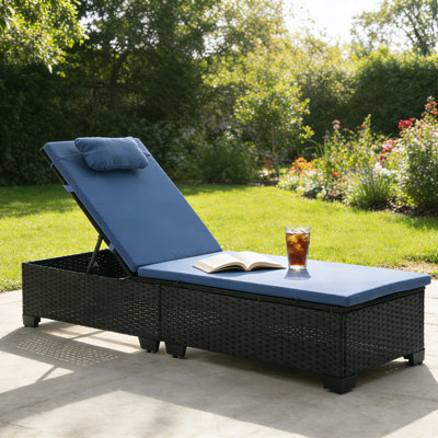 Chaise longue d'extérieur en rotin PE (simple)