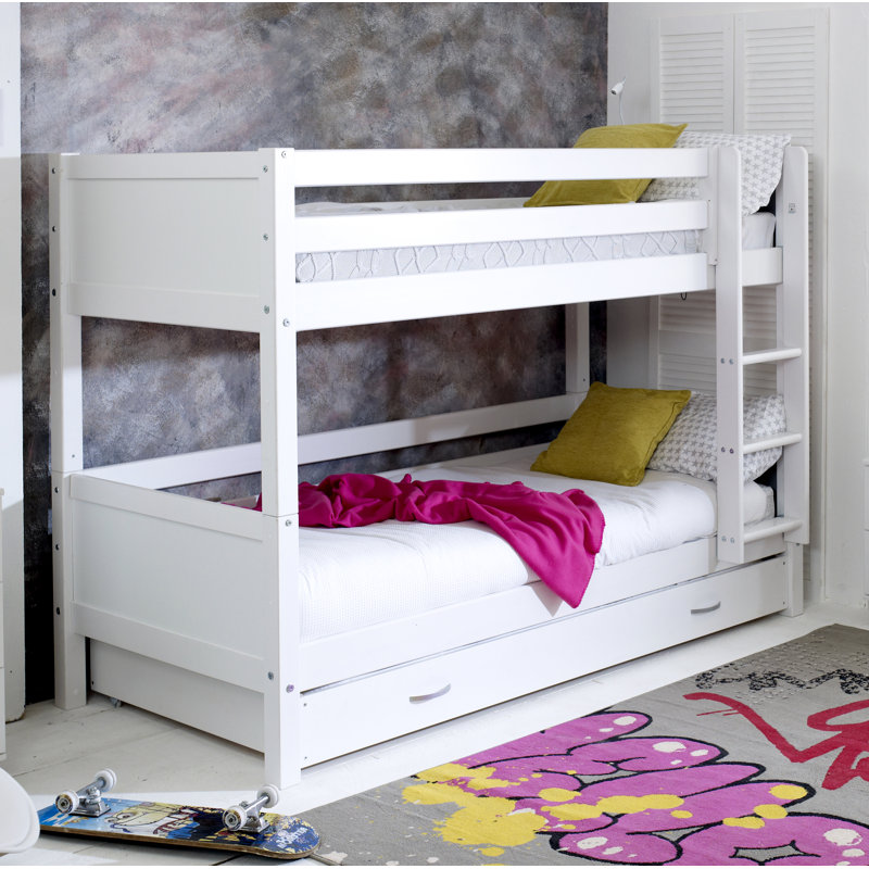 Booth European Single (90 x 200cm) Standard Bunk Bed with Trundle, White