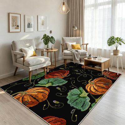 Orange Pumpkin Clothes Shirt Beautiful Food Autumn Agriculture Art Machine Washable Indoor Area Rug