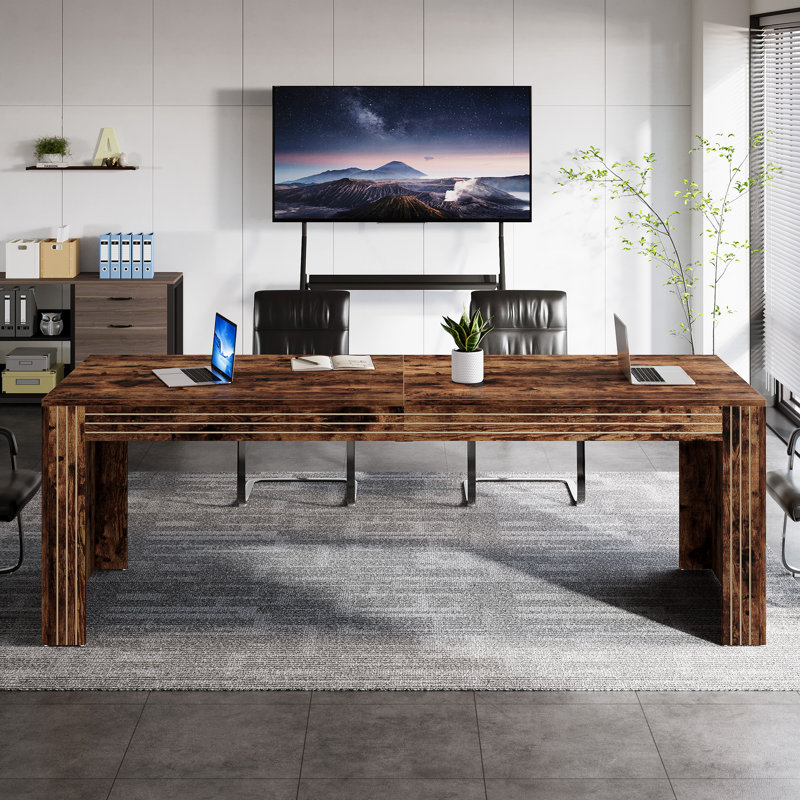 78.7" Rectangle Conference Table, Rustic Brown