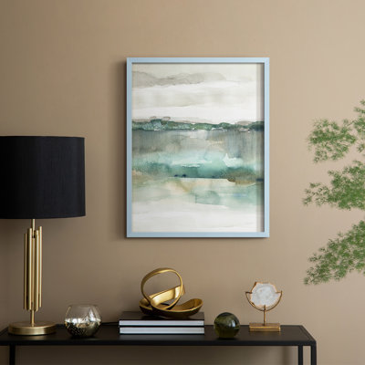 «Soft Emerald Harmony», reproduction encadrée - bois massif