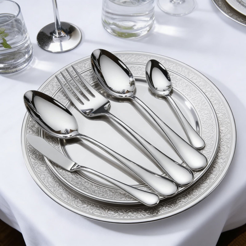 Ensemble de couverts 65 pièces en acier inoxydable Verona pour 12 couverts de qualité supérieure 18/10 avec finition miroir, bords confortables, va au lave-vaisselle