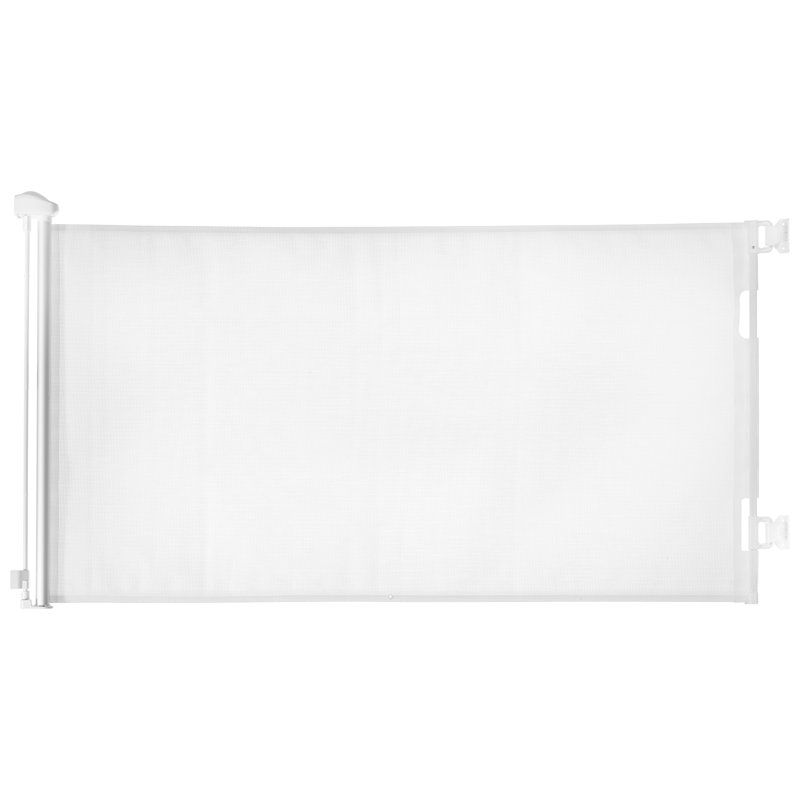 Barrière pour chien rétractable, Blanc, H 34,2 po x l 77,9 po x P 2,4 po