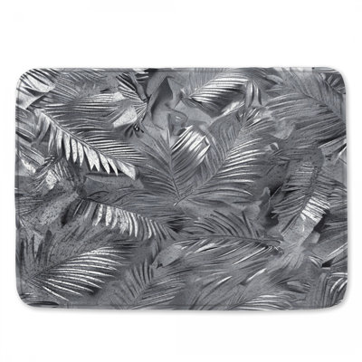 Silver Palm Leaves Bath Mat