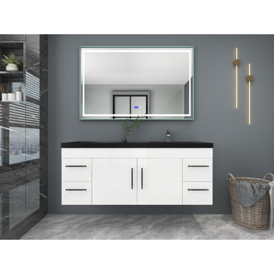 Ensemble de meuble-lavabo mural simple 60 po Campfort