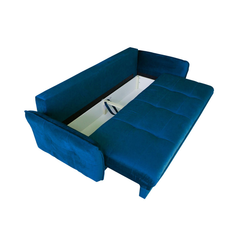 94.5" Flared Arm Sofa Bed with Reversible Cushions, Dark Blue