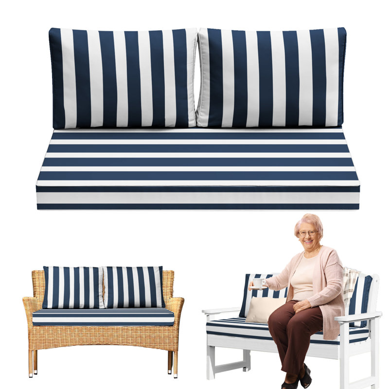 3-piece Outdoor Loveseat Cushion Set - 48x24 In,thick, Waterproof Patio Deep Seat Chair Cushions For 2-person Wicker Rocker,bench -all-weather For Porch, Garden