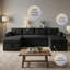 Canapé-lit moderne en forme de U avec rangement et ports USB - Tissu en peluche beige-1514904796