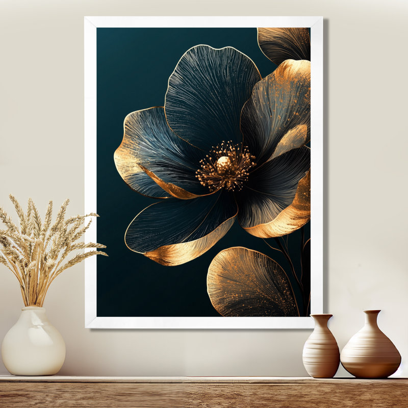 Kunze - Floral Wall Decor, H 20 po x l 12 po, Reproduction encadrée sans passe-partout, Blanc