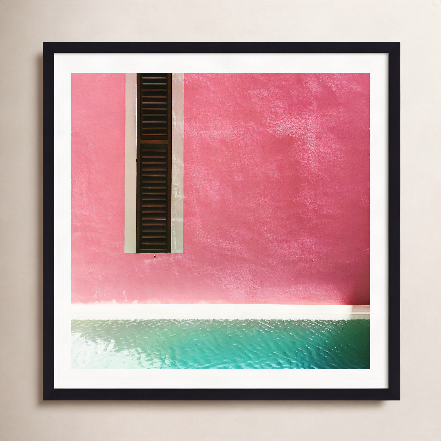 Haseebullah "Mexican Pink Rosa Mexicano" Print, Black Floater Framed, No, 12" H x 12" W x 2" D