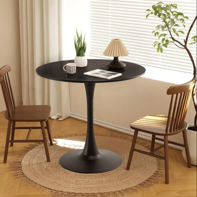 31.5 inch Round Pedestal Dining Table,Black