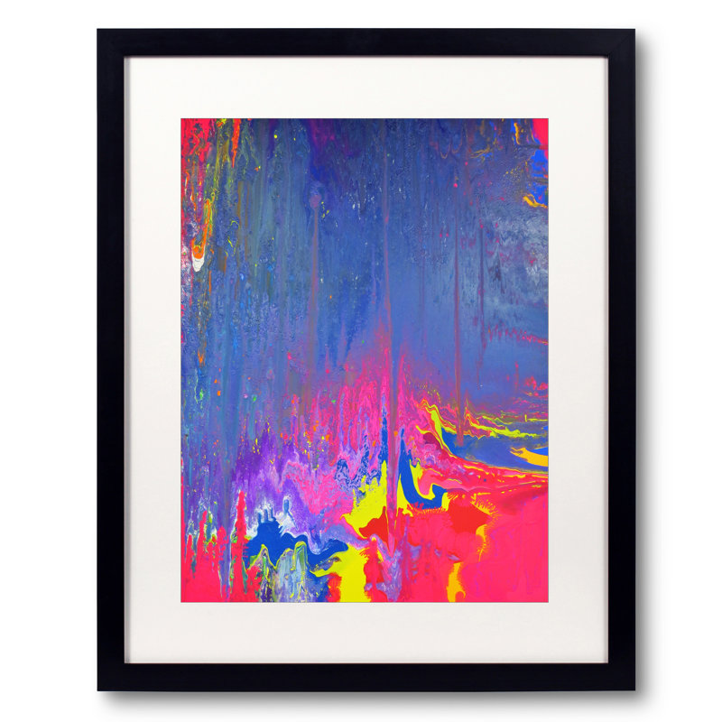 Gravity + 1 par Drew Gaffney - Peinture, Papier avec cadre noir, H 20 po x l 16 po