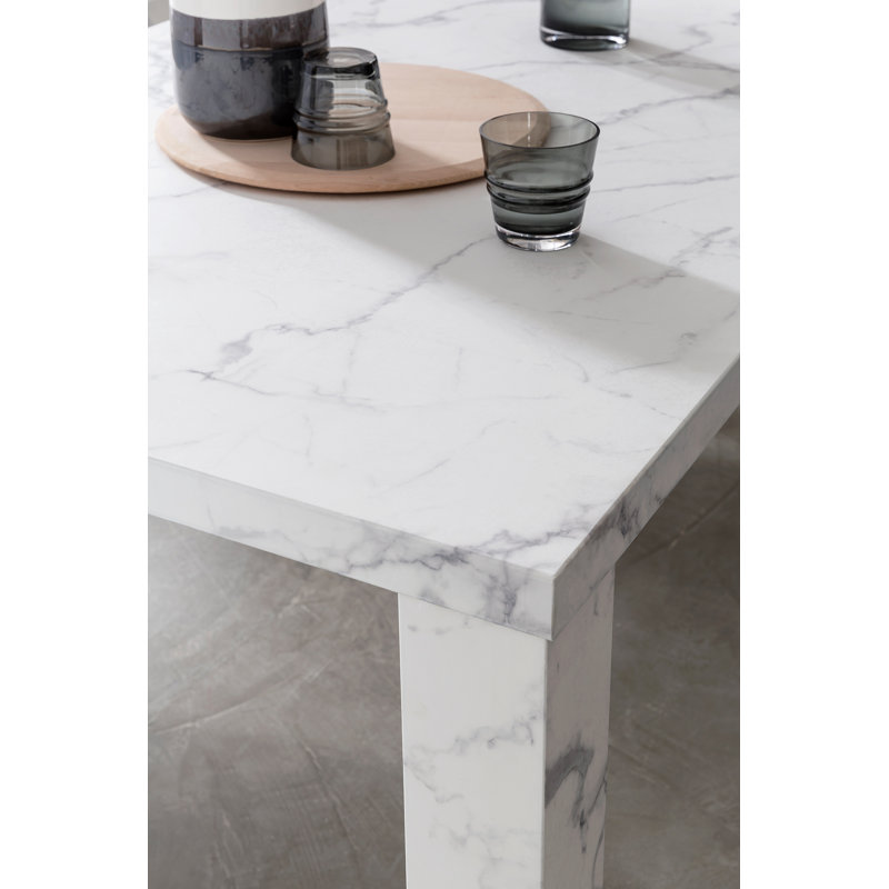 Sutphen Solid Wood Top Metal Base Dining Table, White