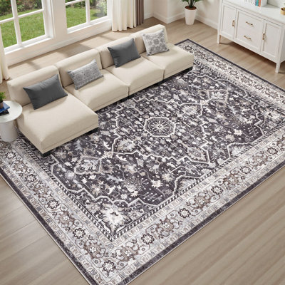 Aasen Boho Tribal Washable Vintage Oriental Area Rug for Living Room Bedroom-Beige