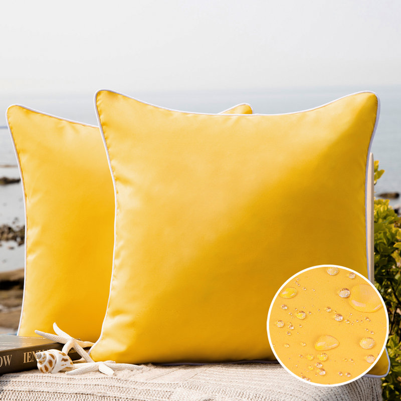 Housse de coussin d'extérieur Phantoscope, Carré 20 po, Jaune, Housse de coussin seulement - sans coussin