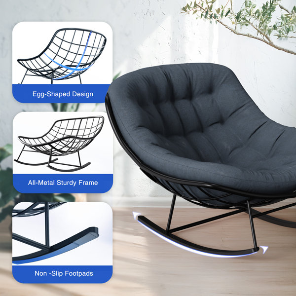 Red Barrel Studio® Egg-Shaped Outdoor Rocking Chair with Cushion ...