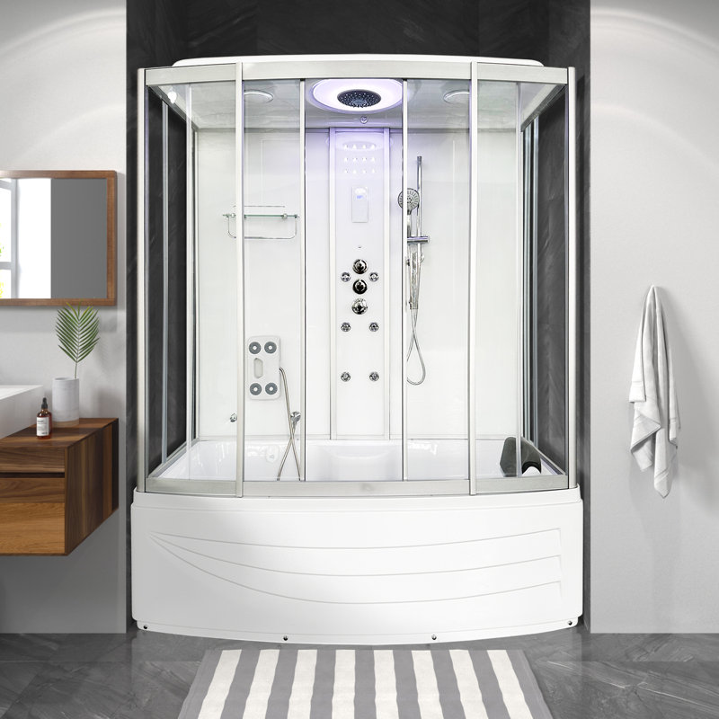 Vidalux Rectangular Steam Shower-Bluetooth and Touch Control Panel Whirlpool Bath 1700 x 850, White