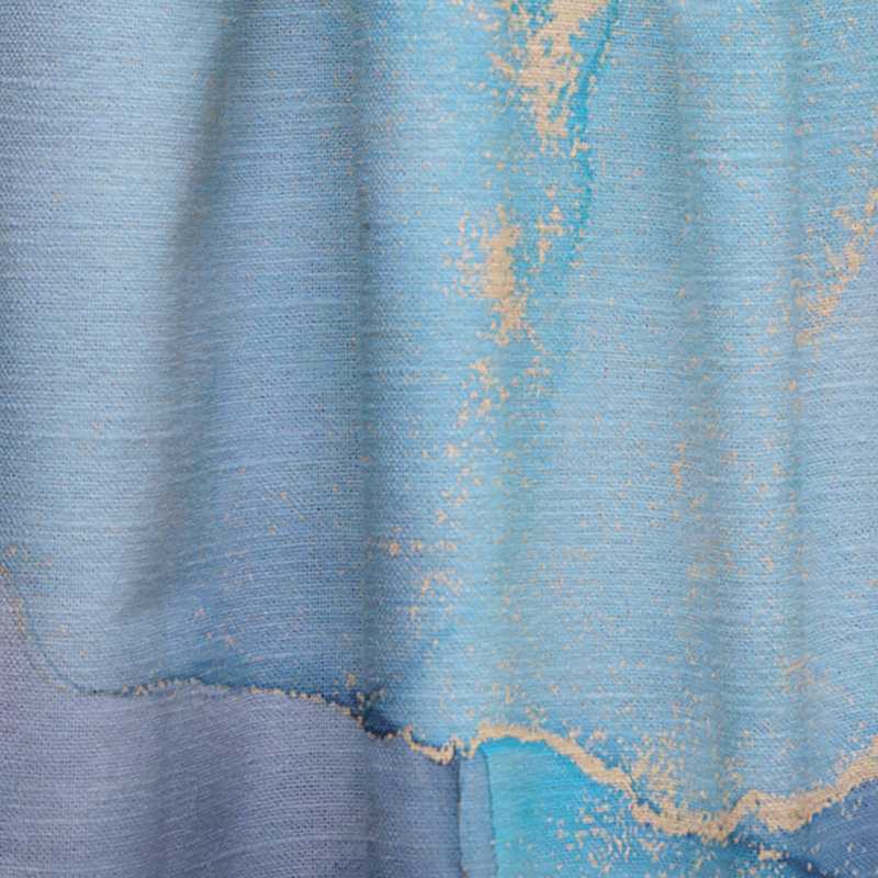 Turquoise et mauve luxe abstrait fluide Art VII - rideau de velours moderne - 1 panneau
