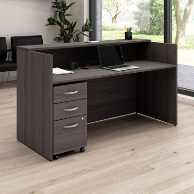 Arrive 72W x 30D Reception Desk with 3 Drawer Mobile Pedestal