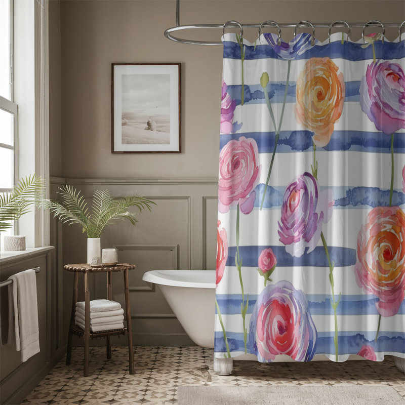 Rideau de douche standard 1 pièce Buttercup Flowers, H 74 po x l 71 po