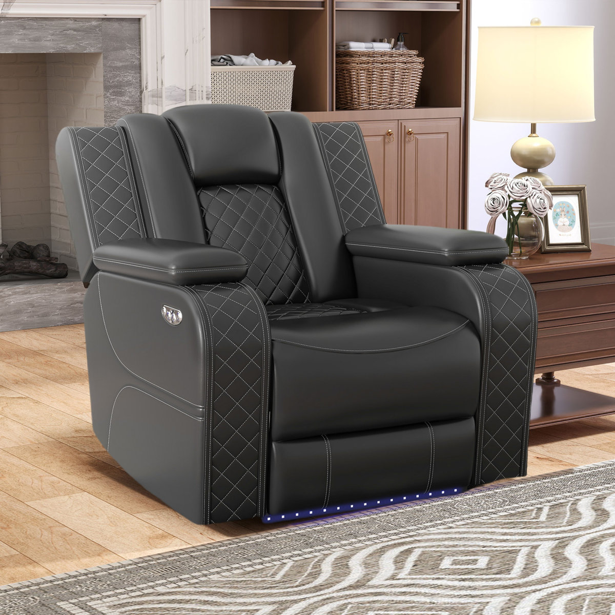 Lamica 37.8" Wide Modern Multifunctional Vegan Leather Dual Motor Power Recliner