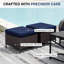 Ensemble de patio extérieur en osier pour 2 personnes avec 2 chaises, 2 repose-pieds et coussins bleus-677868513