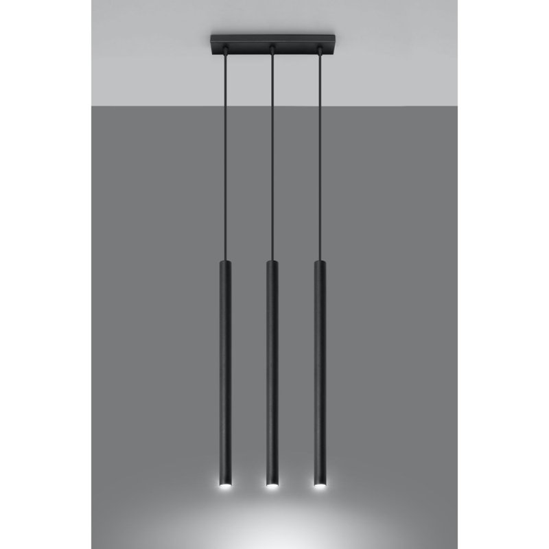 Millard 3 - Light White Kitchen Island Pendant, Black