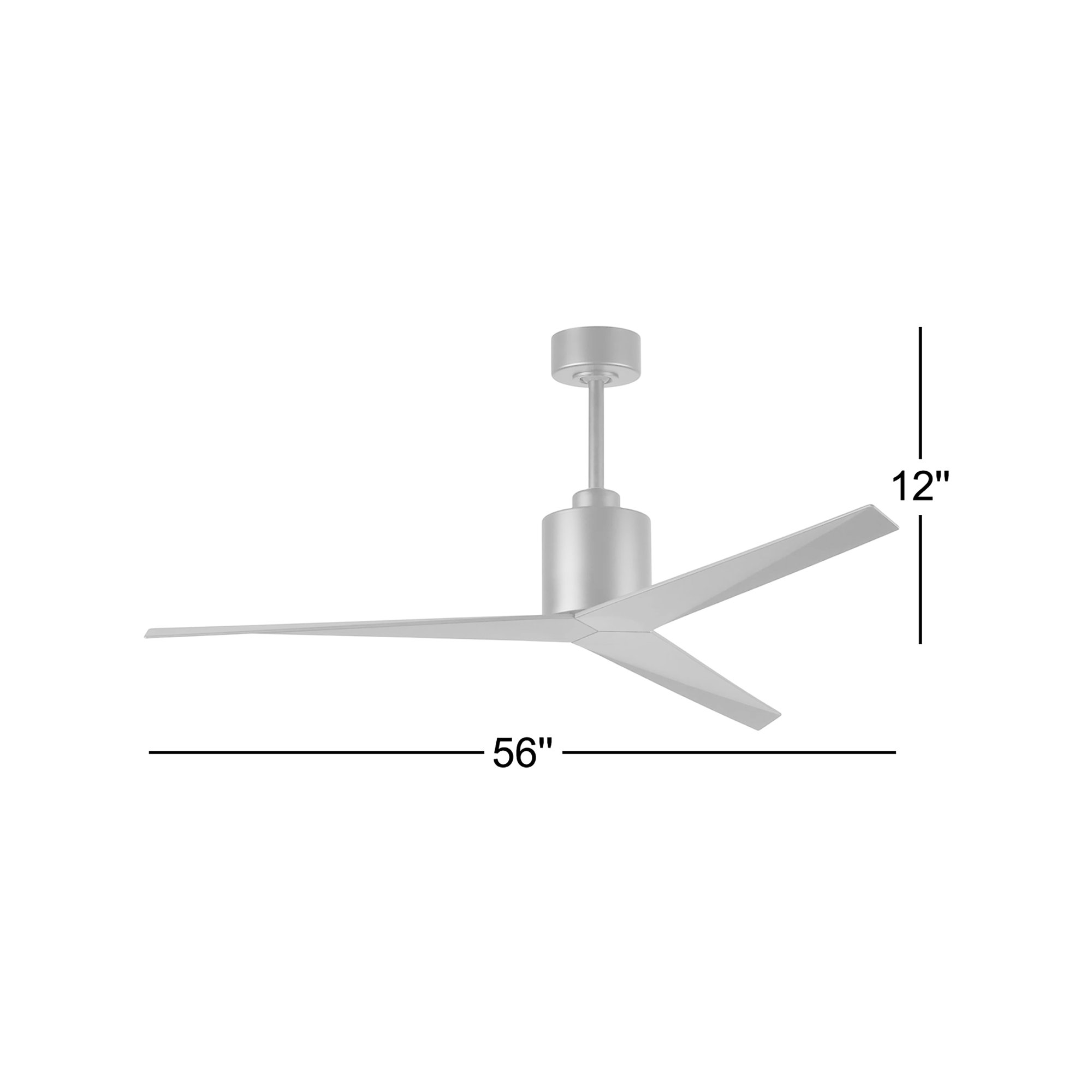 56'' 3 Blade Ceiling Fan, Brushed Nickel, Old Oak Tone