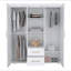 Armoire Bariloche, rangement multi-sections avec tringles de suspension, tablettes et 2 tiroirs