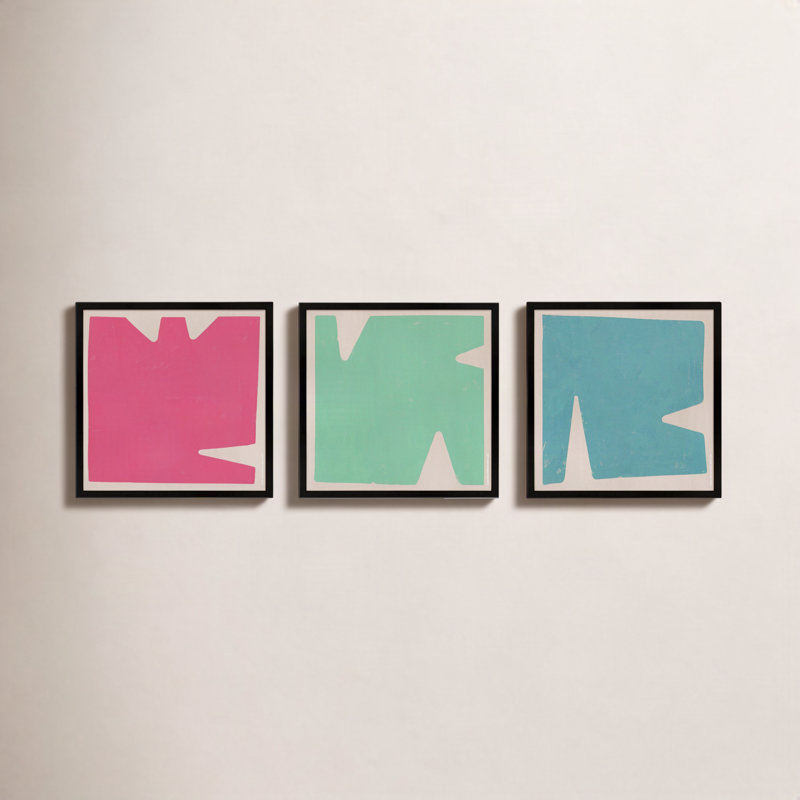 " Sculpted Pastel " by Romina Gadler 3 - Pieces Print on, Black Paper Framed, 24" H x 24" W